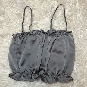 Free People Into It NWT Gray Satin‎ Crop Too Size Small